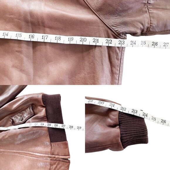Abercrombie & Fitch Vintage 80s Leather Bomber Jacket Men’s Large Dark Camel - Picture 8 of 9